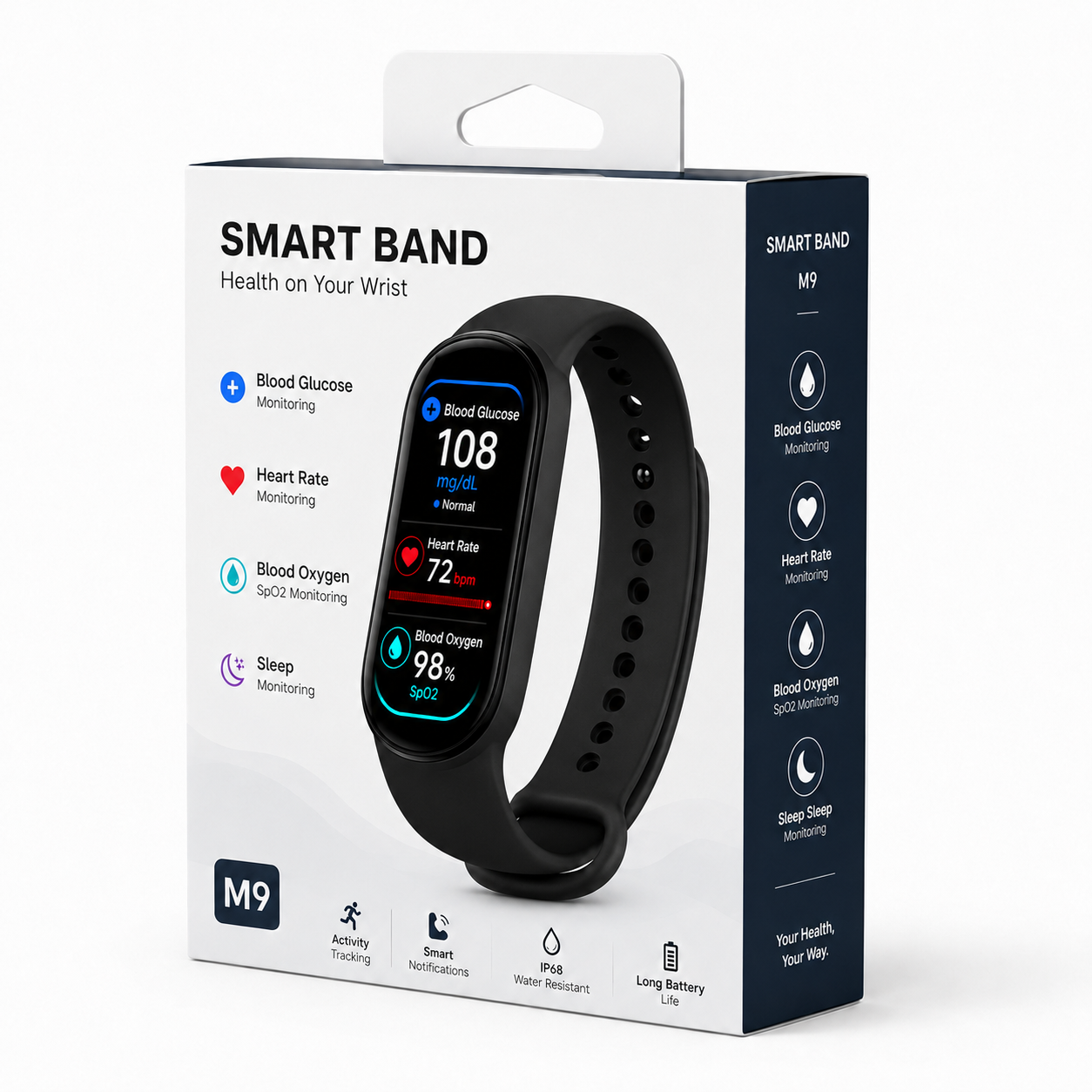 Black M9 Smart Band product package