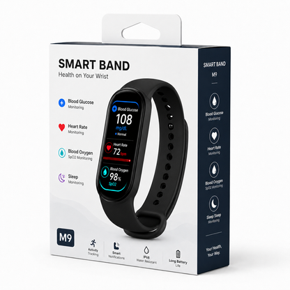 ⚡ Final 1 Hours Launch Offer 🏆 2026  M9 Non-Invasive Smart Band 📈12 health reports - No-Prick