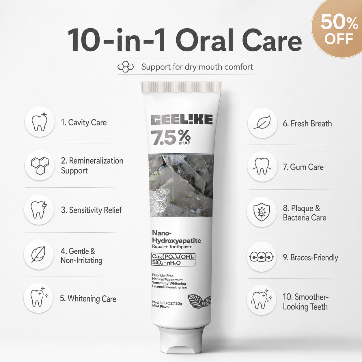 10-in-1 nano-hydroxyapatite toothpaste