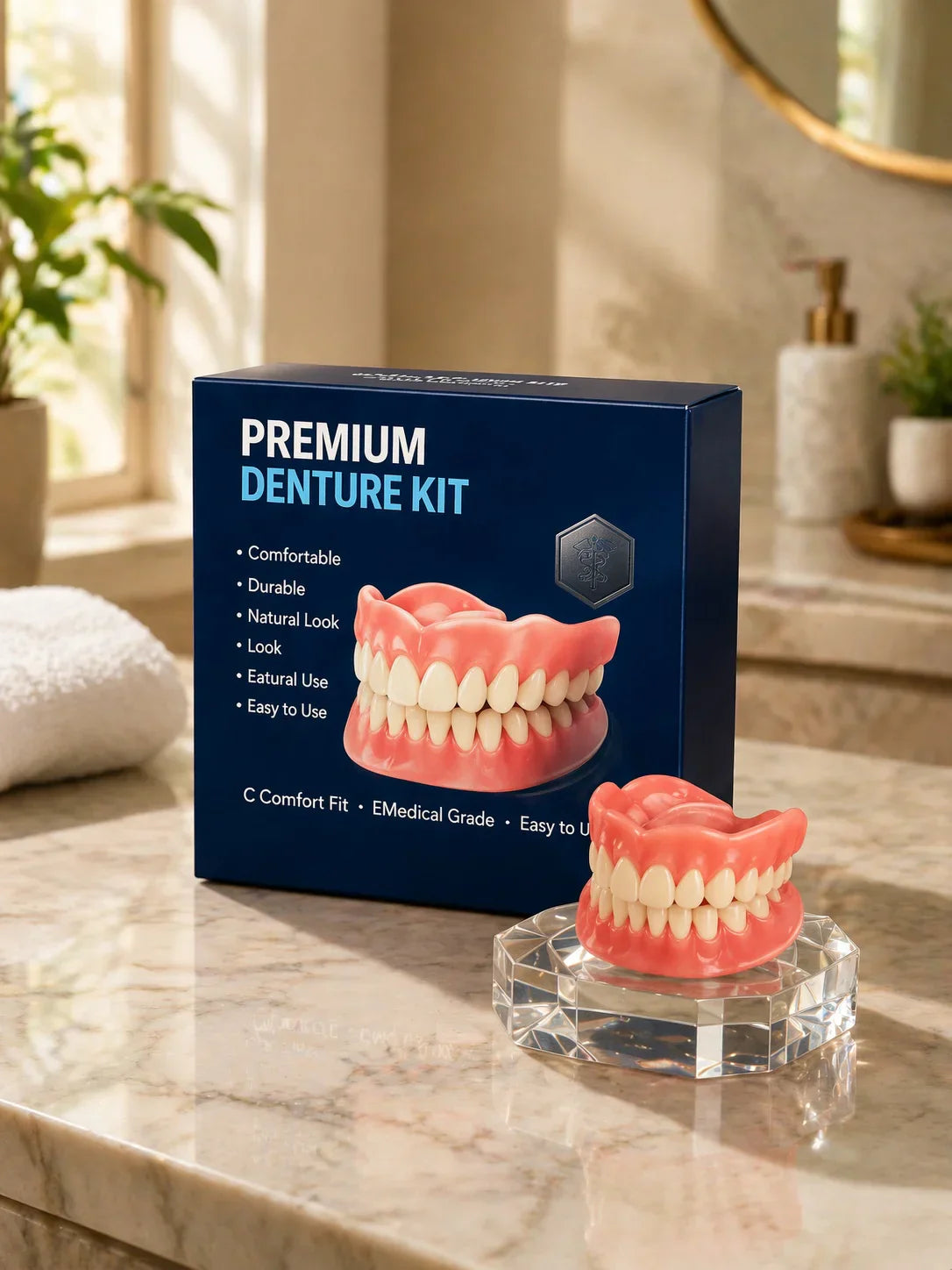 Premium complete denture kit and packaging
