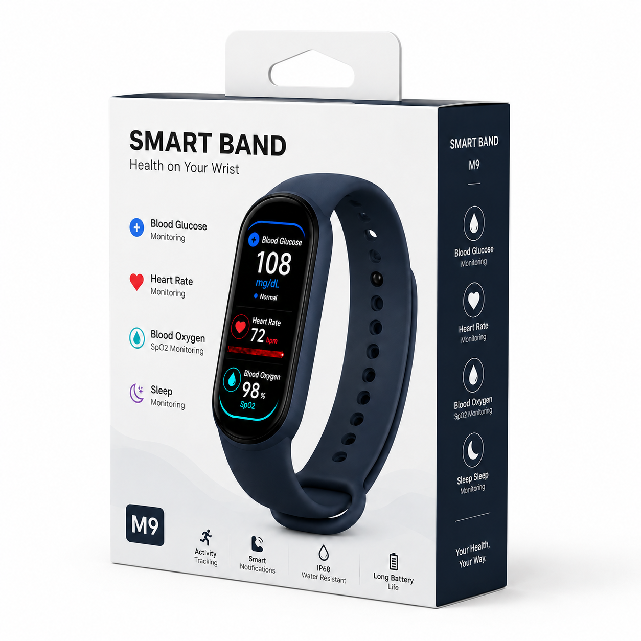 Blue M9 Smart Band product package