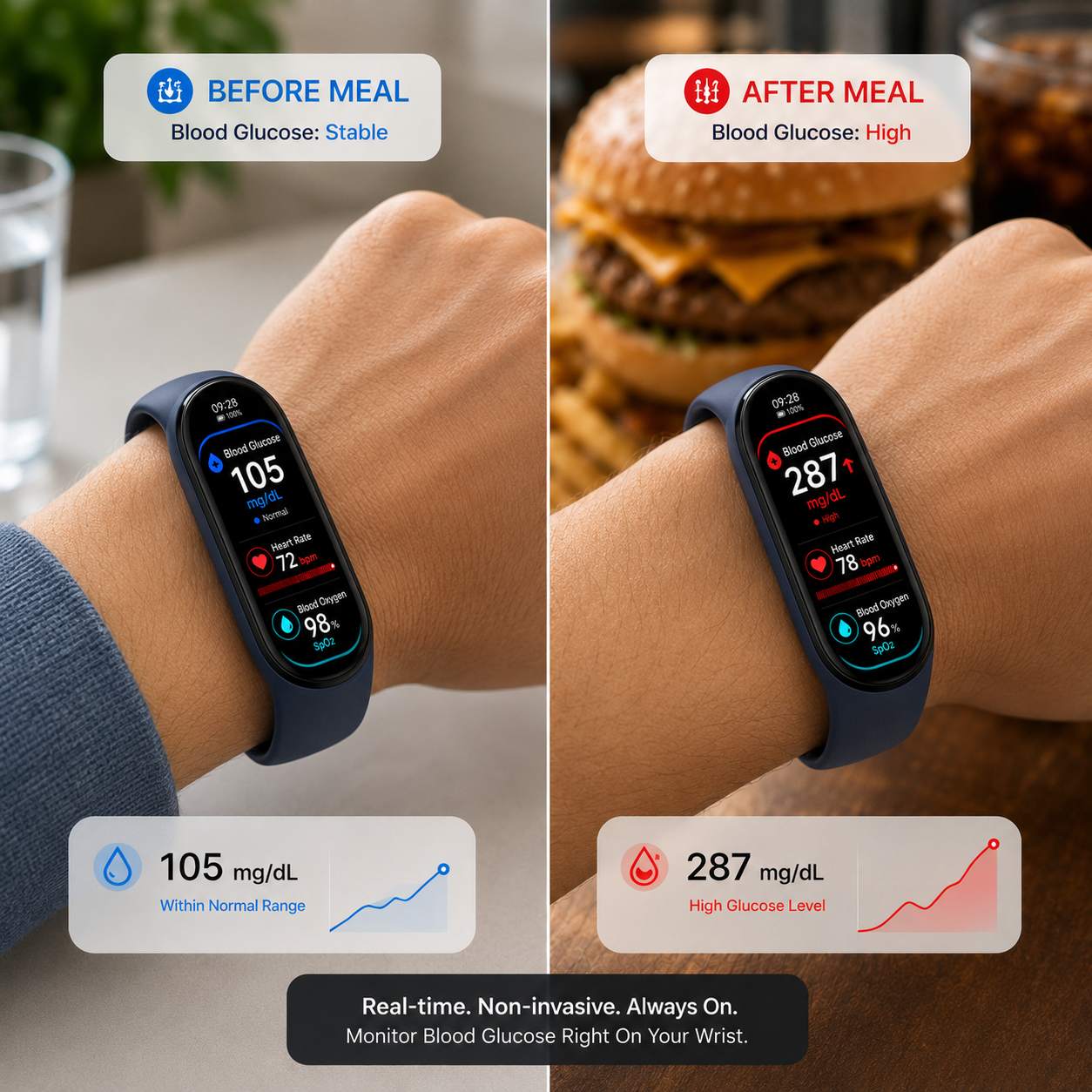⚡ Final 1 Hours Launch Offer 🏆 2026  M9 Non-Invasive Smart Band 📈12 health reports - No-Prick