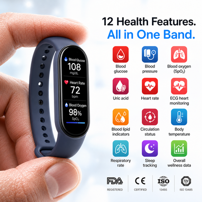 ⚡ Final 1 Hours Launch Offer 🏆 2026  M9 Non-Invasive Smart Band 📈12 health reports - No-Prick