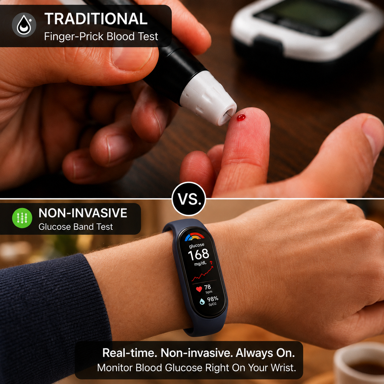 ⚡ Final 1 Hours Launch Offer 🏆 2026  M9 Non-Invasive Smart Band 📈12 health reports - No-Prick