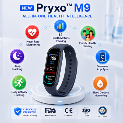 ⚡ Final 1 Hours Launch Offer 🏆 2026  M9 Non-Invasive Smart Band 📈12 health reports - No-Prick